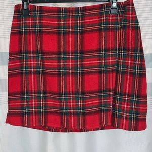 Hollister Red Tartan Plaid Mini Skirt